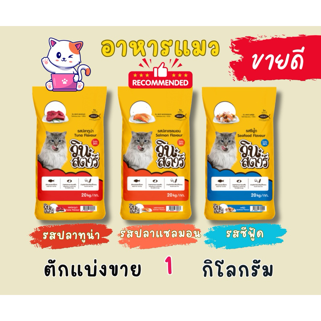 Winstar วินสตาร์ อาหารแมวแบบเม็ด มี3รส แซลมอน ซีฟู้ด ทูน่า