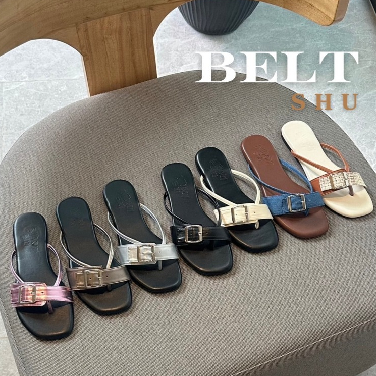 รองเท้าแตะ ติดแกรม แบบว่าสวยเก๋และเท่ แบบไม่ต้องทำอะไร อยู่เฉยๆก็ดูแพง (As-11) ดีเทลเข็มขัด รุ่นนี้พื้นนิ่มมาก