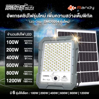 [ผ่อน10เดือน]Randyไฟโซล่าเซลล์ Gen2 SolarLight สปอตไลท์&UFOไฟสวน ประกัน2ปี โคมไฟWIFI CCTV 100W-1500W