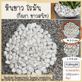 (พร้อมส่ง) Furnark หินขาว โรมัน กึ่งเงา 1 kg หินนำเข้า ไม่เป็นฝุ่นฟง ขาวสนิท ราคาถูก M / L หินตกแต่ง