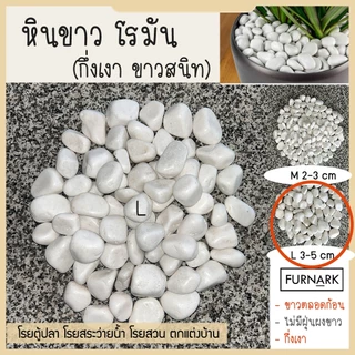 (พร้อมส่ง) Furnark หินขาว โรมัน กึ่งเงา 1 kg หินนำเข้า ไม่เป็นฝุ่นฟง ขาวสนิท ราคาถูก M / L หินตกแต่ง