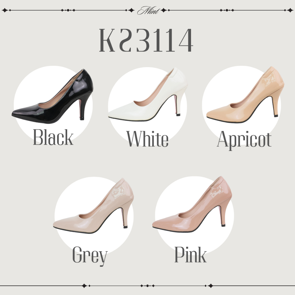 **สินค้าพร้อมส่ง** K23114 รองเท้าเคลือบเจล ส้นแหลมสูง 3นิ้ว