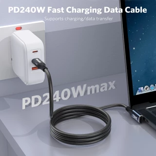 MEEGOO สายชาร์จเร็ว Type C 240W USB2.0 ถ่ายโอนที่รวดเร็ว C to C Fast Charging แบบข้อศอก