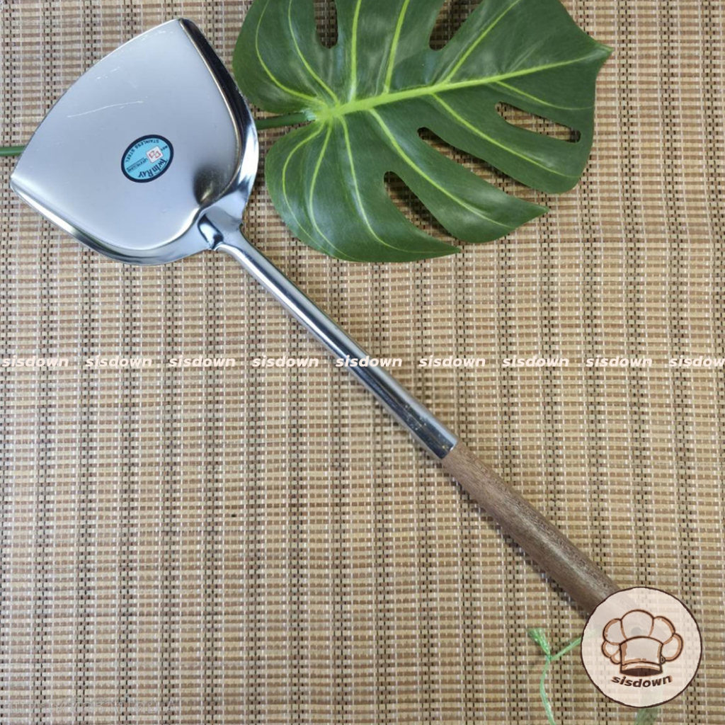 ใหม่!! ตะหลิวสแตนเลส 4,5,6,7 นิ้ว Twin Ray ตะหลิว สเตนเลส ด้ามไม้ มีให้เลือก 4 ขนาด - รูปที่ 4