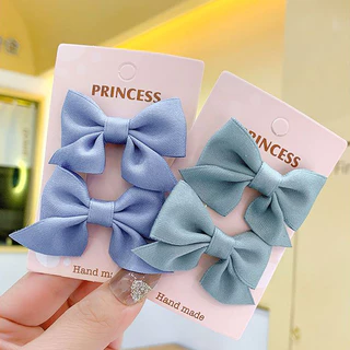 กิ๊บติดผมโบว์น่ารัก 2 ชิ้นสำหรับเด็กผู้หญิง กิ๊บติดผมเจ้าหญิงแสนหวานสำหรับเด็ก มีสีดำ/น้ำเงินกรมท่าให้เลือกหลายสี