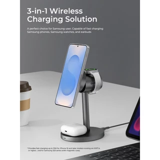 [สำหรับ Samsung] AUKEY LC-MC311G 3-in-1 Qi2 15W แท่นชาร์จไร้สาย MagFusion Magnetic Fast Charge
