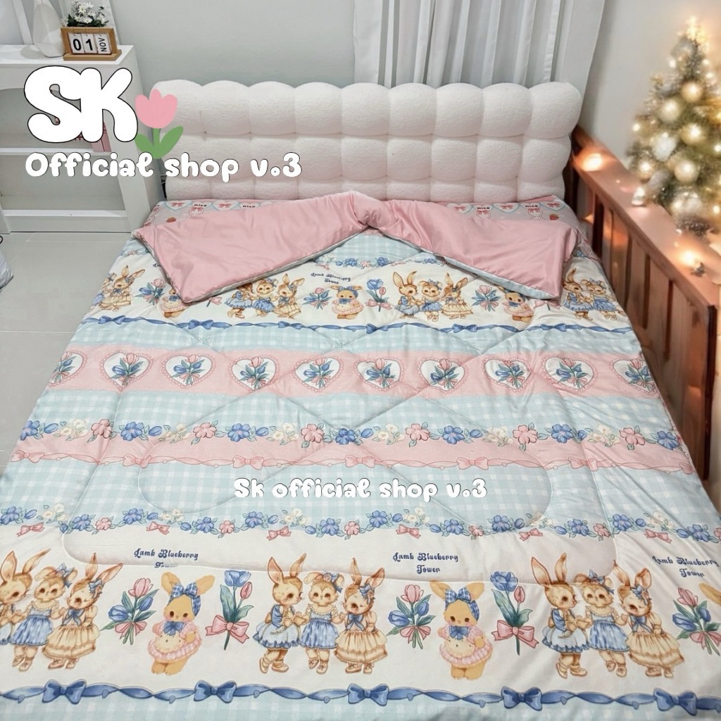 ผ้าห่ม ผ้านวม 6ฟุต ผ้าcottonแท้ 100%(เฉพาะผ้าห่มไม่รวมกระเป๋า)