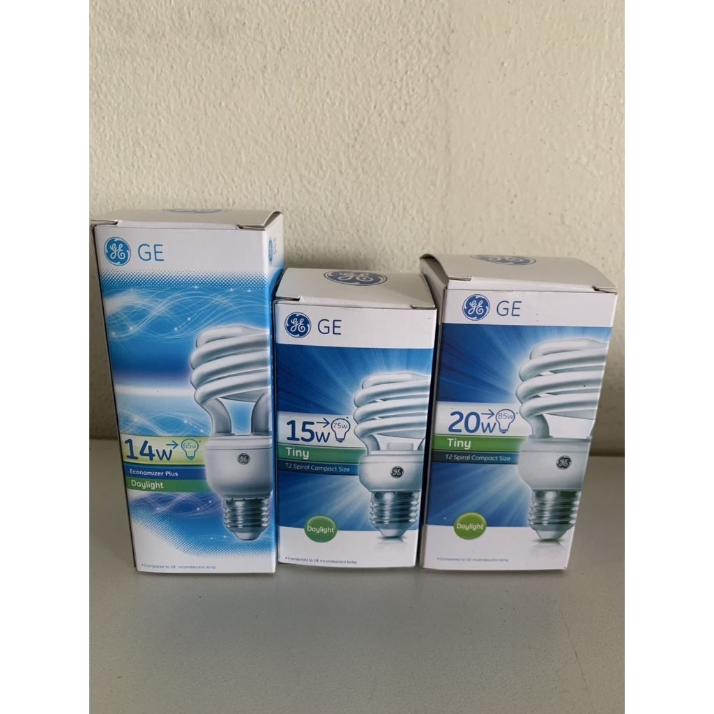 หลอดตะเกียบ ตรา GE ขั้วเกลียว E27 แสงขาว 14w 15w 20w