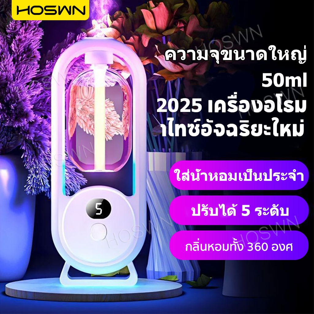 HOSWN เครื่องฟอกอากาศอัตโนมัติ น้ําหอมปรับอากาศในห้อง เครื่องพ่นน้ำหอมอัตโนมัติในห้อง กระจายน้ํามันหอมระเหย ชาร์จ USB