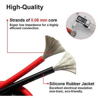 สายไฟซิลิโคน 6 awg (1เมตร) Silicone Wire คุณภาพมาตรฐาน [ตัดความยาวตลอด]