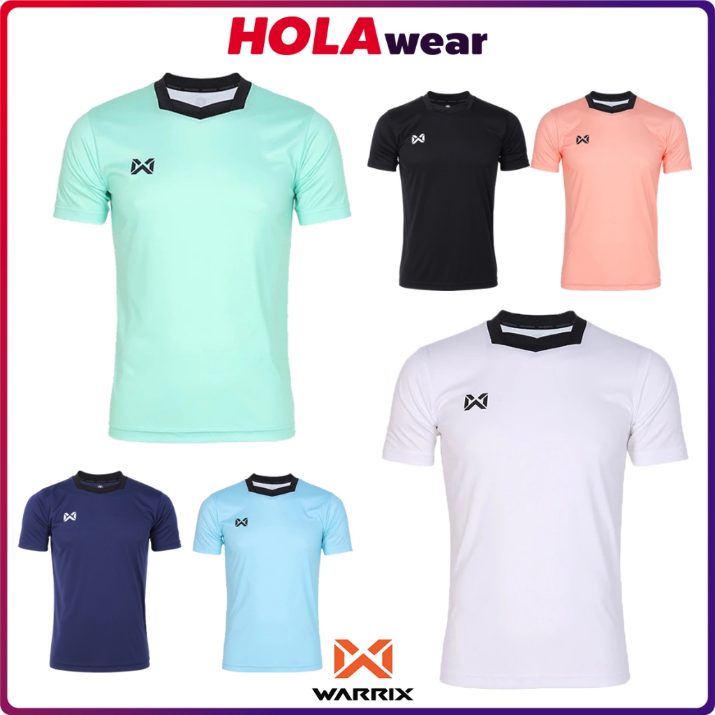 เสื้อกีฬา WARRIX 241FBACL02 คอกลม ตัดต่อคอเหลี่ยม ผ้าไมโครเรียบ แขนสั้น