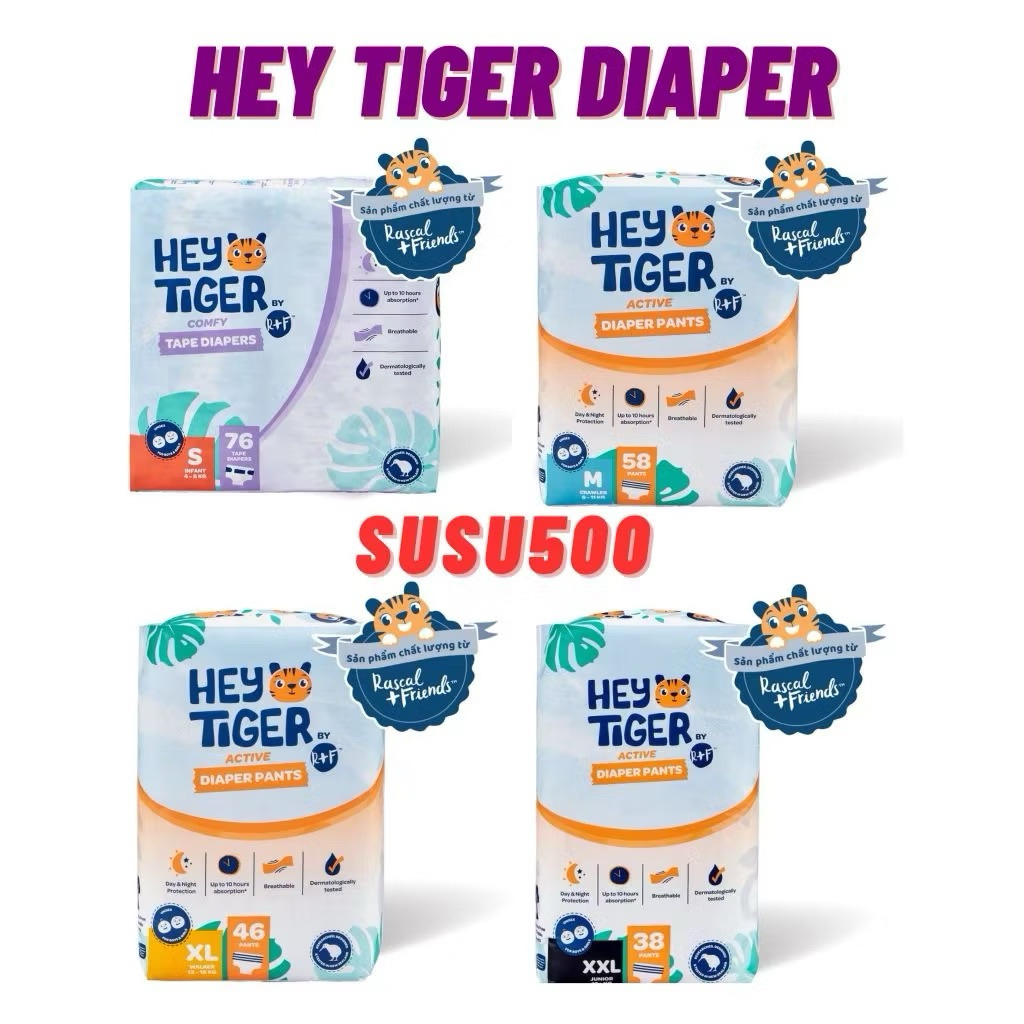 ❤️Love Sale❤️ ผ้าอ้อม Hey Tiger/ผ้าอ้อมสําหรับใช้ในชีวิตประจําวัน M58/L52/XL46/XXL38