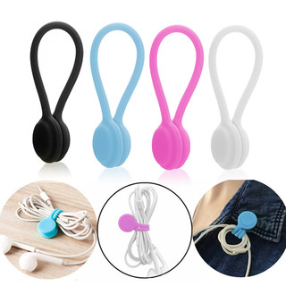 4PCS สายเคเบิลจัดระเบียบ สายหูฟังแม่เหล็กจัดระเบียบสายชาร์จซิลิโคนป้องกันการพันกันของสายจัดระเบียบสายแบบซิป ที่เก็บสายเค