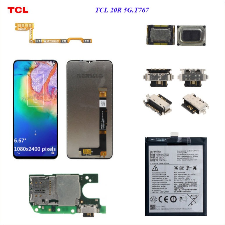 อะไหล่มือถือ TCL 20R 5G,T767h/สายแพร/ก้นชาร์จ USB/ลำโพงหูฟัง/กระดิ่งเสียงเรียกเข้า/แบตเตอรี่ TLp043E7/หน้าจอ LCD