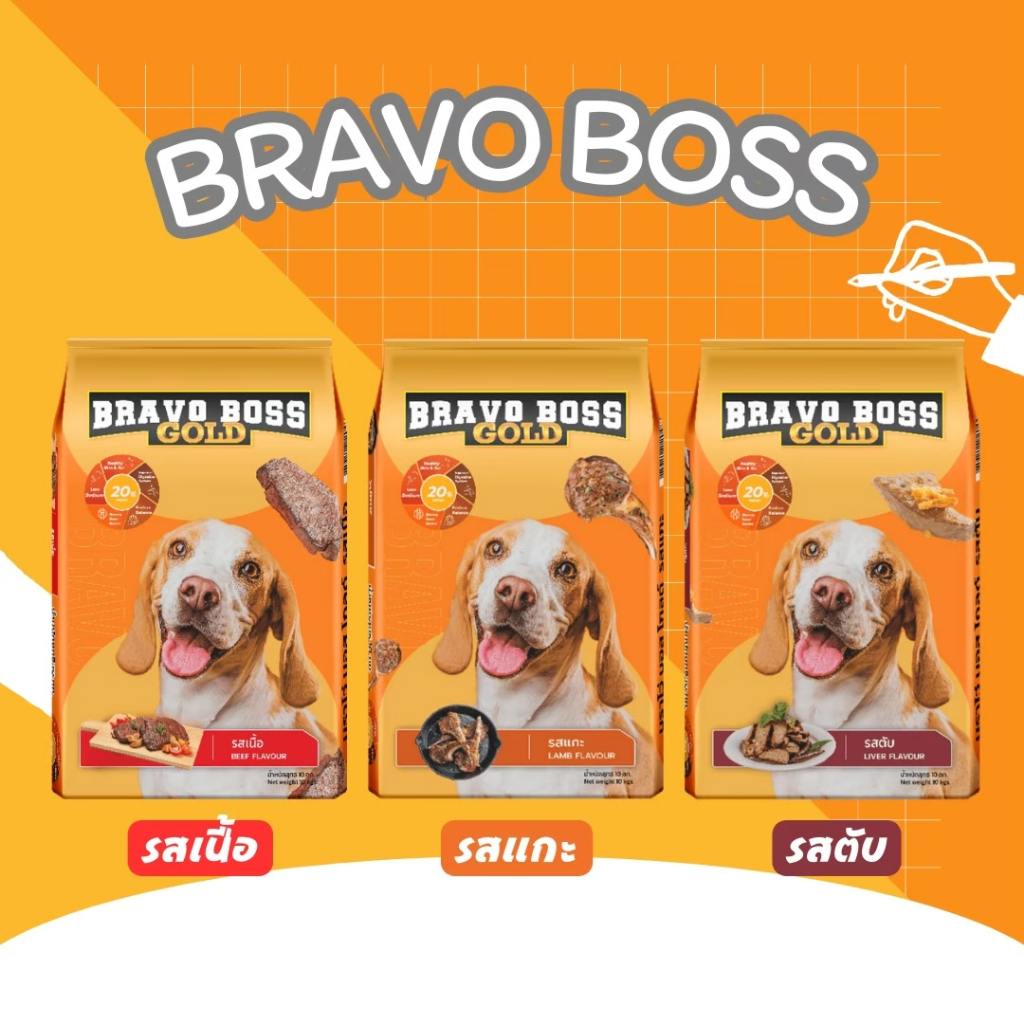 Bravo Boss Gold อาหารสุนัข บราโว่ บอส โกลด์ รส เนื้อ // ตับ // แกะ (ขนาด 20 กิโลกรัม) ราคาถูก