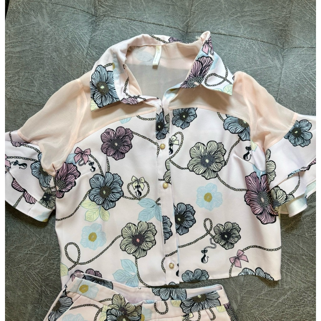 เซ็ตขาสั้นงานป้ายpeony