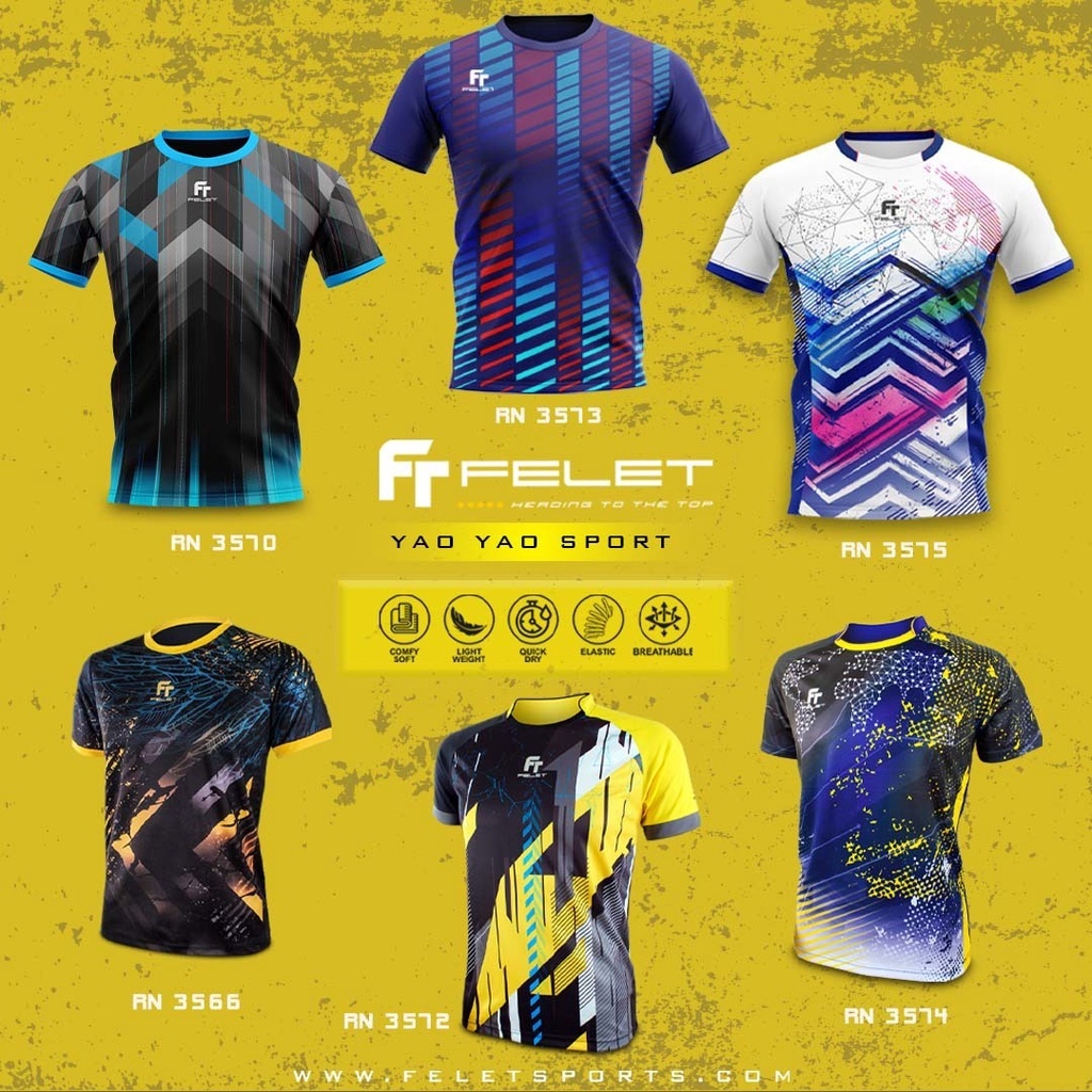 เสื้อแบดมินตัน FELET Tournament Tee เสื้อออกกำลังกาย (สินค้าลิขสิทธิ์แท้ 100%) *มีบริการสกรีนเพิ่มชื่อตัวเอง*