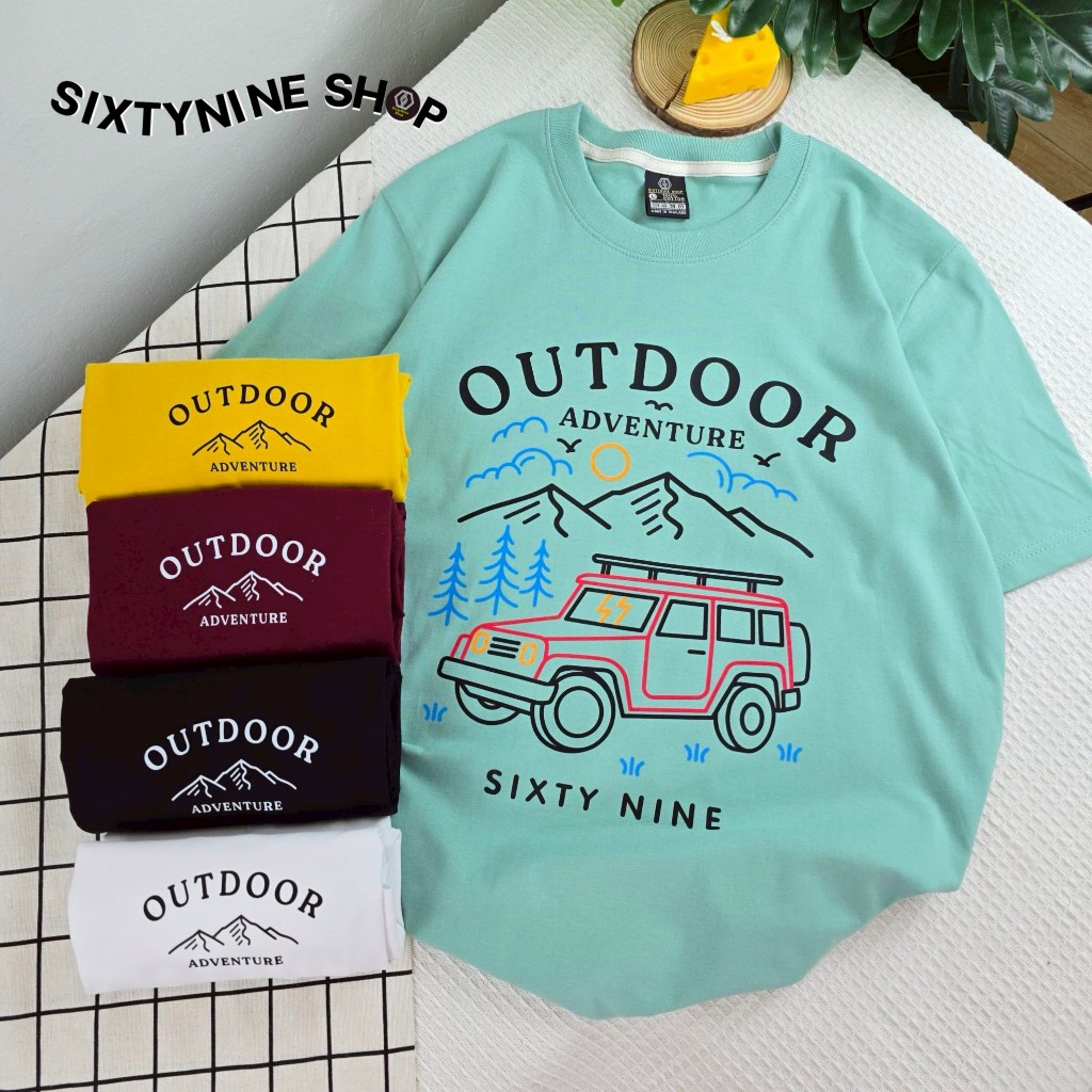 เสื้อยืดผ้าคอตตอน M-4XL พิมพ์ลาย " Outdoor" พร้อมส่ง