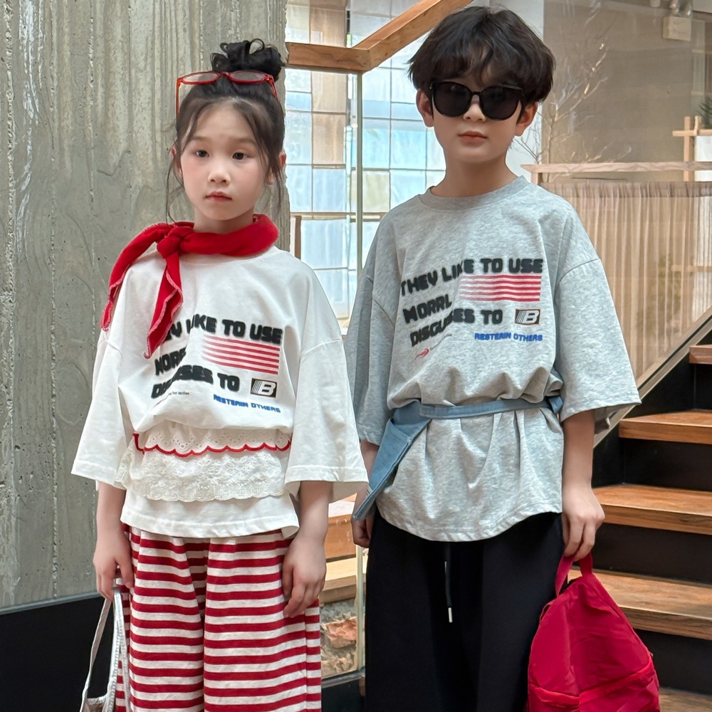 🛒พร้อมส่ง ☑️เสื้อยืดแขนสั้นเด็ก *ทรงโอเวอร์ไซส์