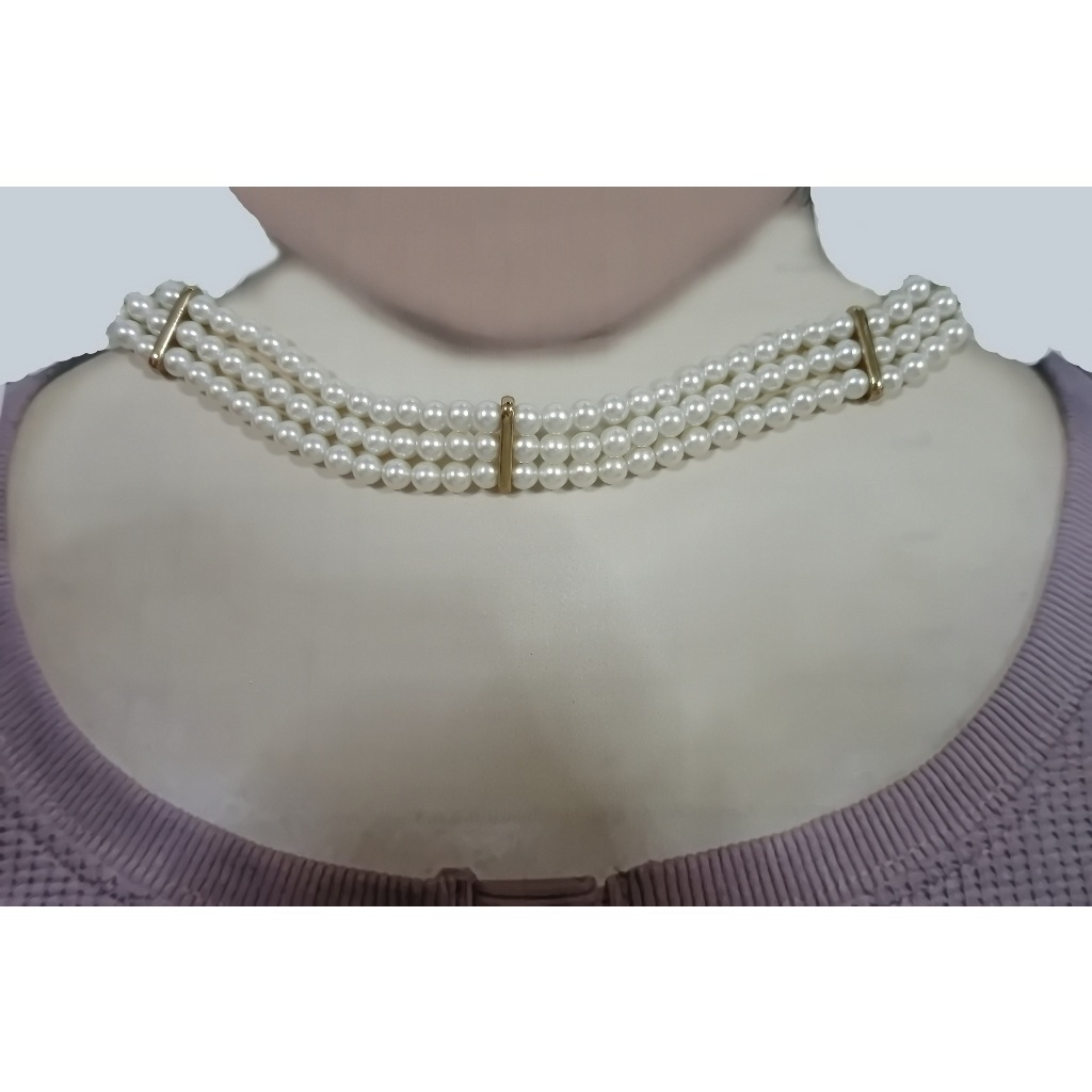 สร้อยคอมุกเทียม 3 แถวยาว 39 cm.มุก 0.6 cm.