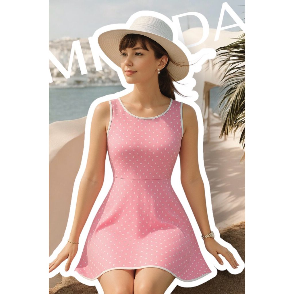 ชุดว่ายน้ำน่ารัก รุ่น Milinda 🌈 ลาย pink polkadot