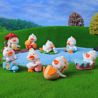 A029 ตุ๊กตาจิ๋วเป็ดสีเหลืองในชุดกันฝน PVC น่ารัก (ชุด 6 ตัว,ชุด 5 ตัว) สำหรับแต่งบ้าน แต่งโต๊ะทำงาน