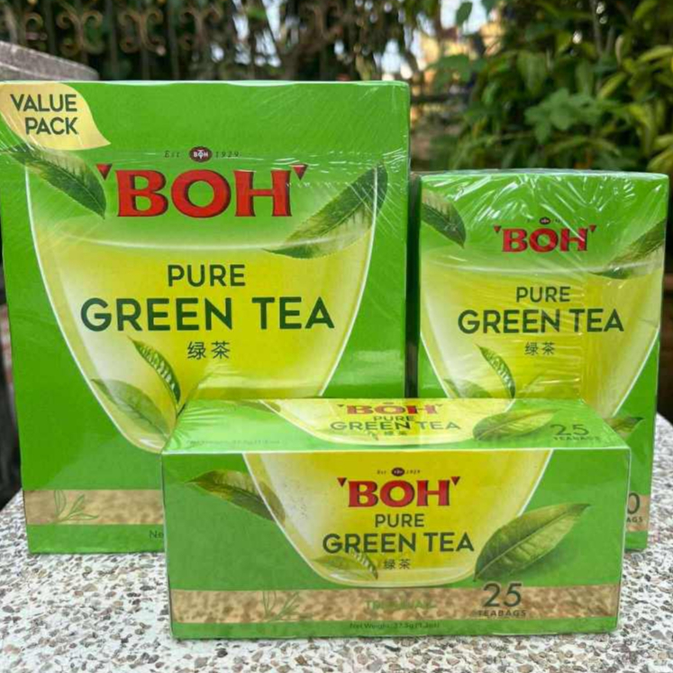 ชาเขียว BOH Pure Green tea Teabag ขนาด 25-50-100 ซอง