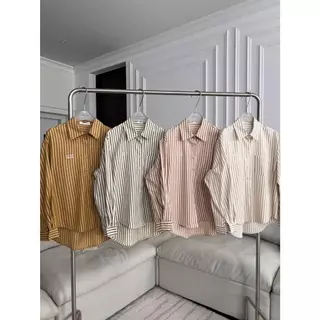 PTSH203 เสื้อเชิ้ตลายริ้วปัก PROMTHONG PREMIUM SHIRT