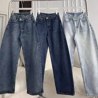 PTJ30236 Bubble Barrel Mid-rise กางเกงยีนส์ PROMTHONG
