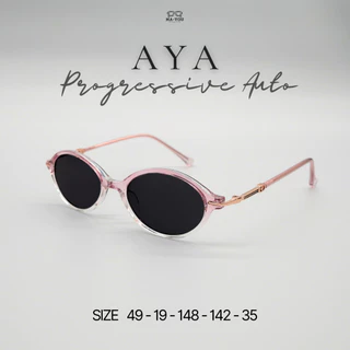 แว่นตาสายตายาวเลนส์โปรเกรสซีฟ รุ่น AYA '' อาญ่า " 98001 เลนส์มองใกล้ กลาง ไกล เลนส์ออกแดดเปลี่ยนสีเทาดำ