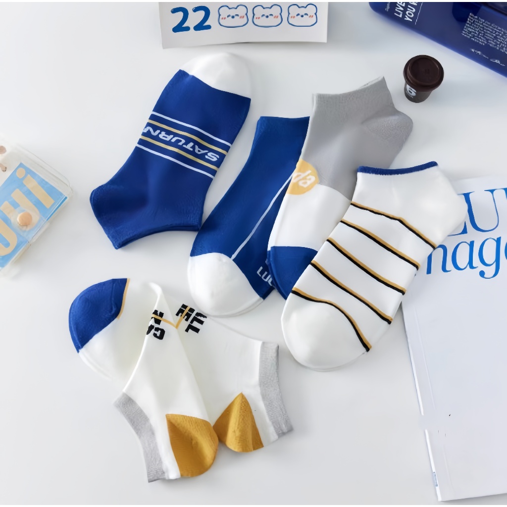 ถุงเท้าผู้ชายข้อสั้น  ถุงเท้าแฟชั่นเกาหลี (5ลาย/10คู่) เนื้อผ้านุ่มงานถักอย่างดี NO.B142/STAX - รูปที่ 6