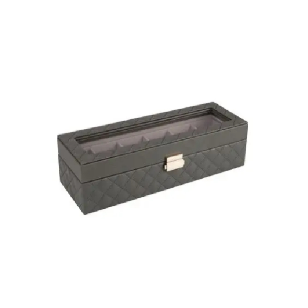 กล่องหนังใส่นาฬิกา 6 ช่อง ลาย Chanel KASSA HOME รุ่น GL2659GYQL ขนาด 32.8 x 11.7 x 9 ซม. สีเทา