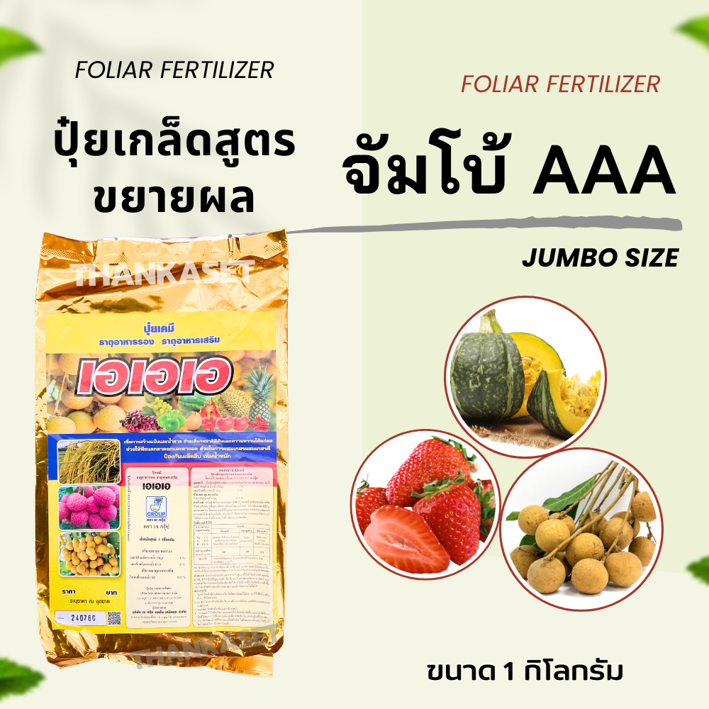 ปุ๋ยเกล็ด จัมโบ้ AAA สูตรขยายผล เร่งเข้าสี ขนาด 1 กิโลกรัม
