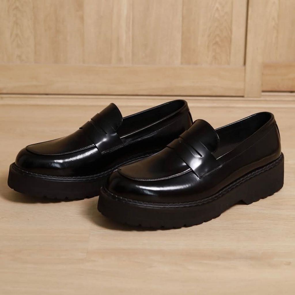 [R-3] Shoesshi รองเท้าหนังแท้ Penny Loafer Chunky Sole รองเท้าผู้ชาย พื้นสูงเสริมบุคลิก