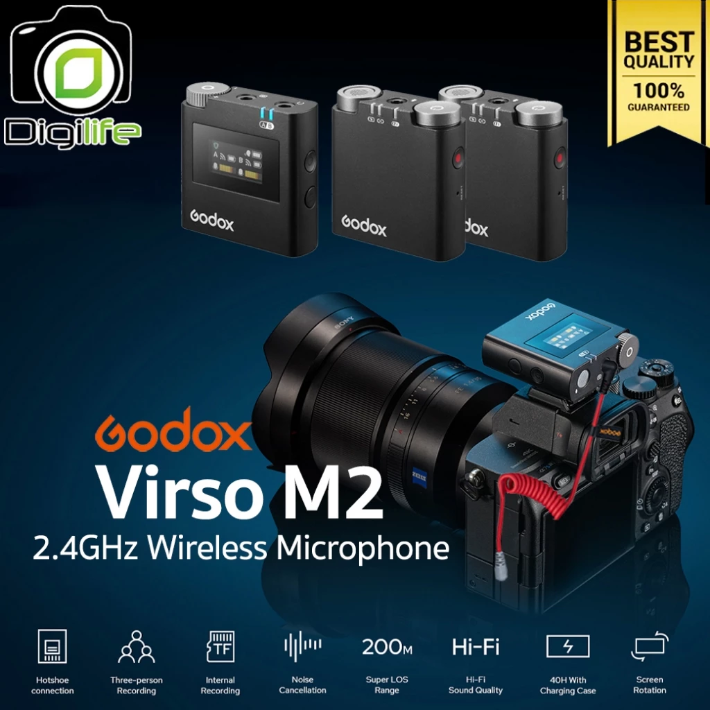 ลดล้างสต๊อก - Godox Microphone Virso M2 Wireless Microphone 2.4GHz สำหรับ Camera Smartphone Tablets & Laptop / Digilife