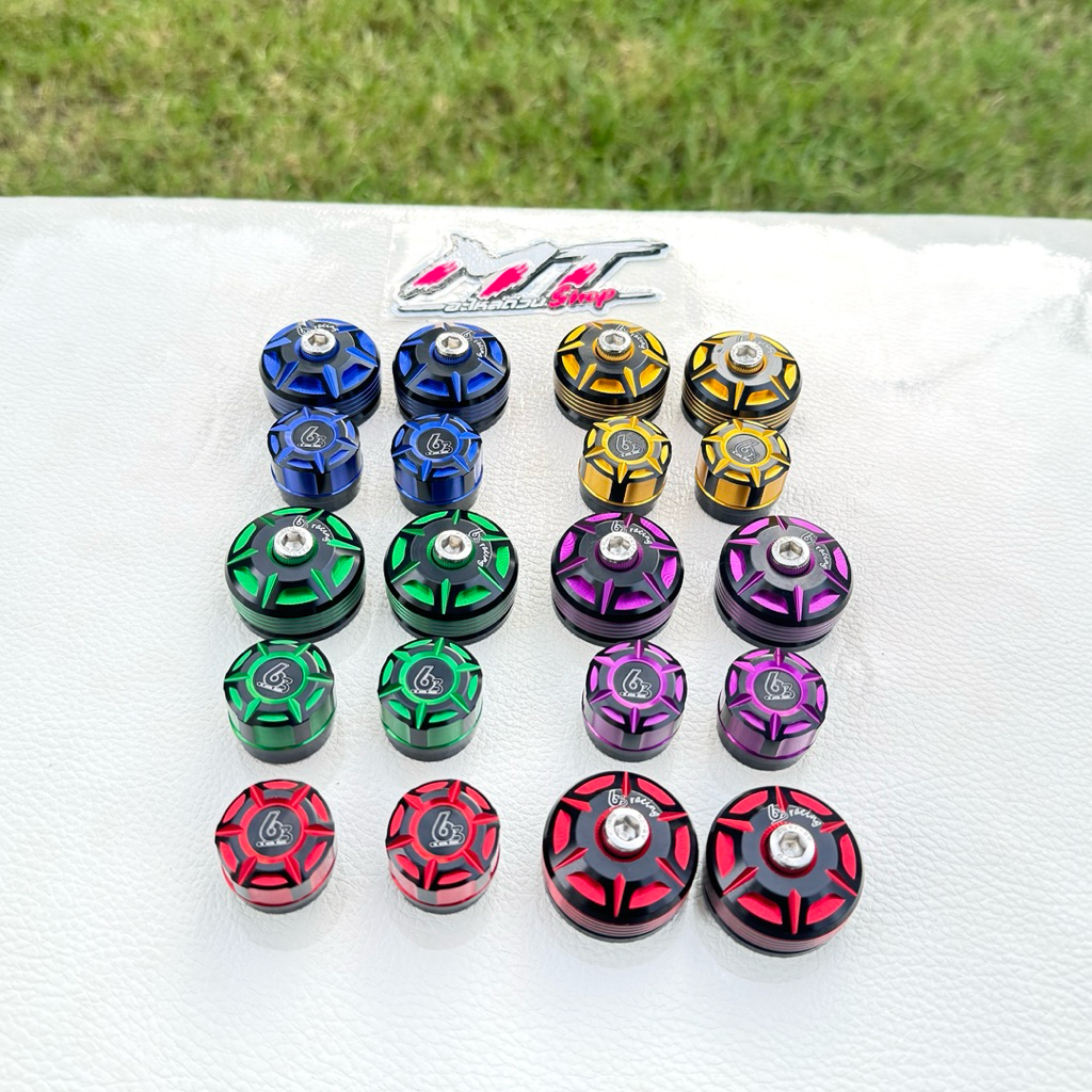 🛵🛵 อุดปลายแฮนด์+ปิดรูกระจกGiorno ตรงรุ่น สีทูโทน 63เรสซิ่ง งานมิเนียมCNC #อุดกระจก #ปลายแฮนด์จีออโน่