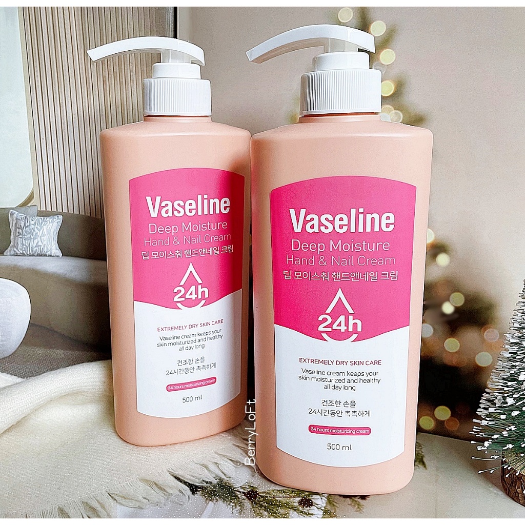 EXP 2028✨ VASELINE Deep Moisture Hand & Nail Cream 500 ml. ขวดใหญ่มาก