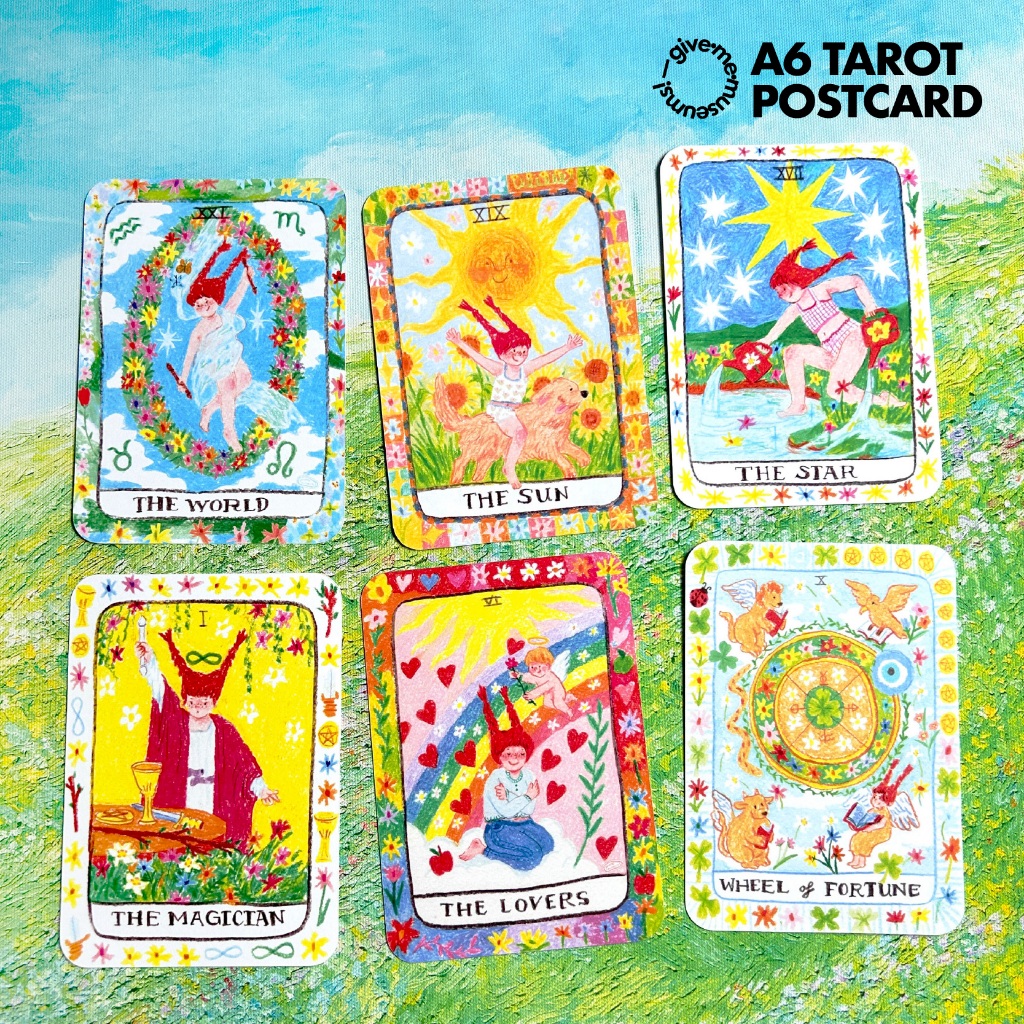 A6 TAROT POSTCARD โปสการ์ดลายไพ่ทาโร่ต์ ลายเส้น give.me.museums