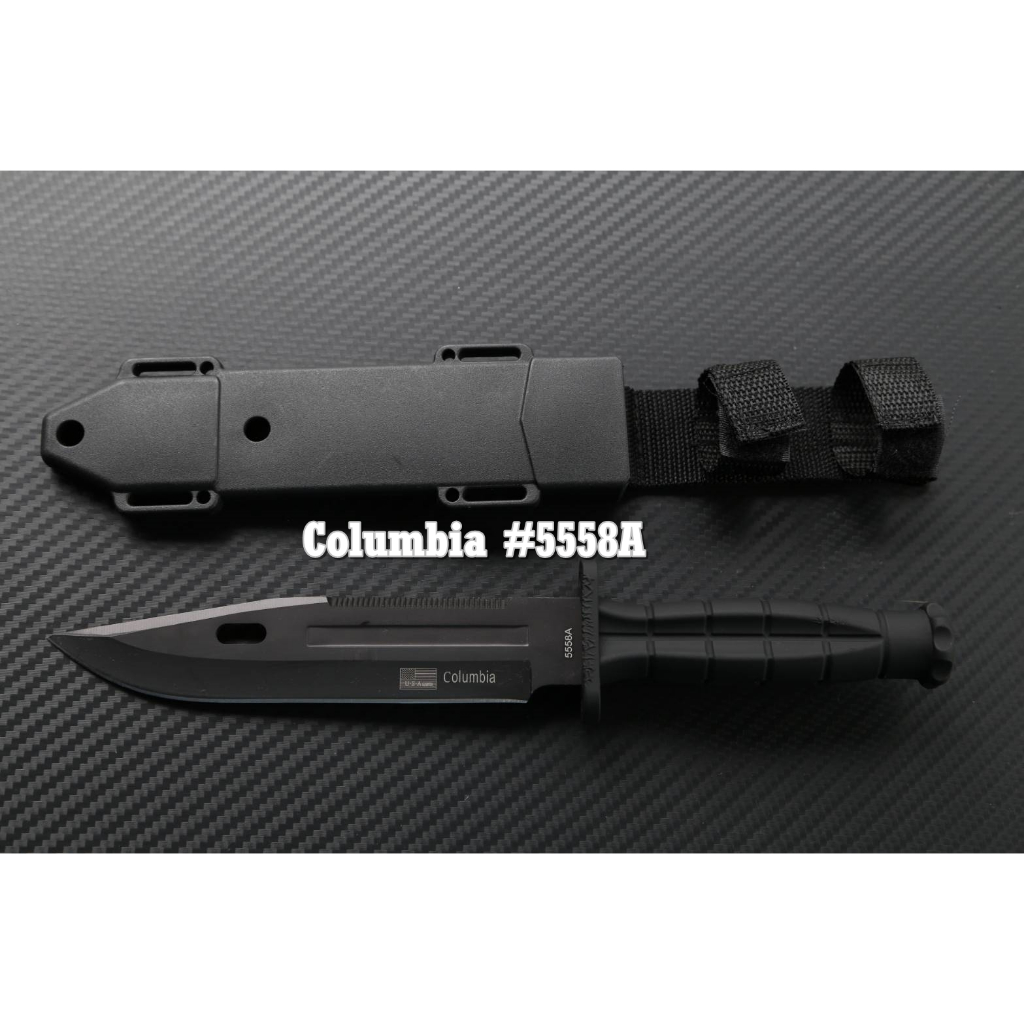 มีดเดินป่าCOLUMBIA #5558A ทรงโบวีใบรมดำ 12 นิ้ว พร้อมซอง Kydex