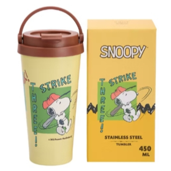 TORA แก้วน้ำเก็บอุณหภูมิ พร้อมหูหิ้ว Snoopy ความจุ 450 มล. สีแอปริคอท รุ่น RK4051 SNOOPY25