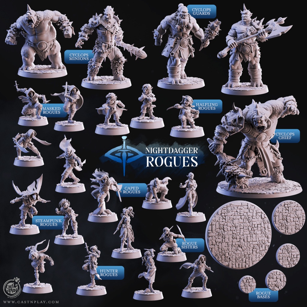 Nightdagger Rogues - โมเดลสำหรับ DnD miniature, [Made to order ส่งพัสดุภายใน 1-3 วัน]