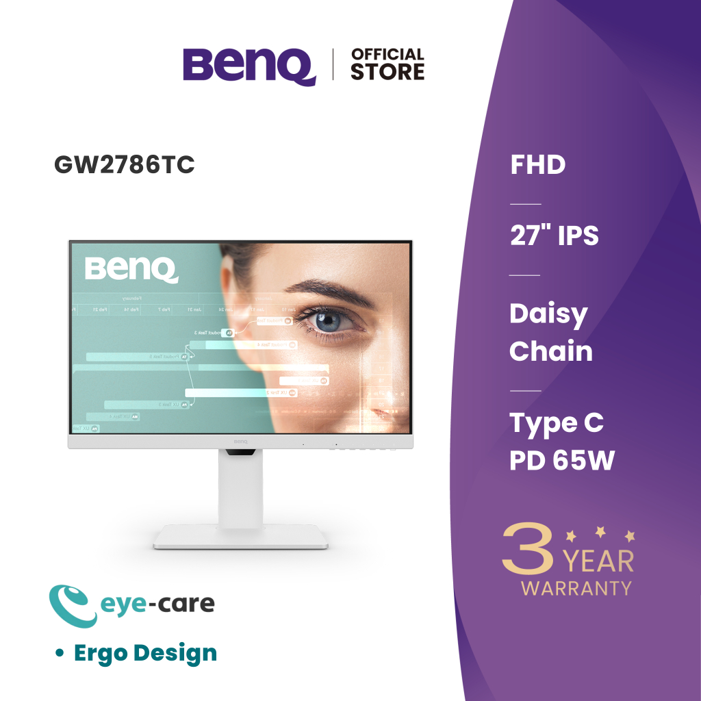BenQ GW2786TC IPS 27นิ้ว Full HD USB-C 100Hz Eye Care Monitor ปรับระดับความสูงจอได้ (จอคอมถนอมสายตา)