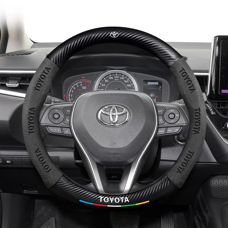 ปลอกพวงมาลัยเฉพาะสำหรับ โตโยต้า Toyota ดีไซน์หนังกลับผสมหนังคาร์บอนไฟเบอร์  กันความร้อน ใช้ได้ทุกฤดู Hilux Yaris ATIV