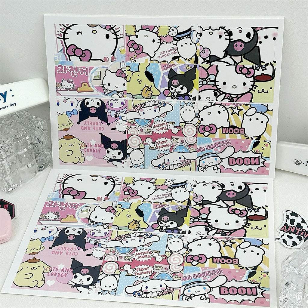 ❤️พร้อมส่ง!มินิหัวการ์ดกระดาษ แพค10ชิ้น ลายรวมการ์ตูน คิตตี้ ซานริโอ้ ชิคาว่า ขนาด5.4*5.4cm - รูปที่ 4