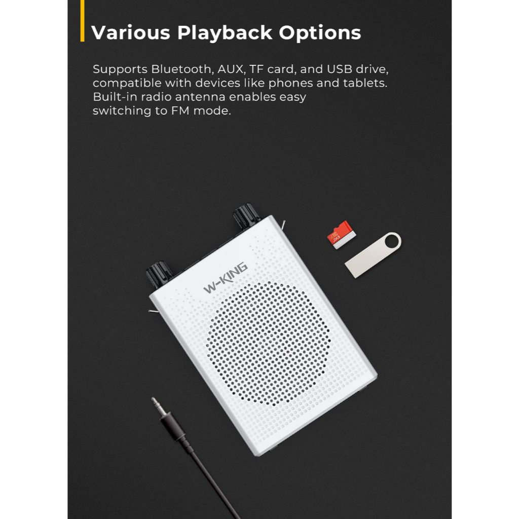 [ประกันศูนย์ไทย1ปี] W-King KS06 ลำโพงช่วยสอน ไมค์ไร้สาย ลำโพงบลูทูธ ลำโพงFM ลำโพงไกด์ แบต 13 ชม/ชาร์จ - รูปที่ 5