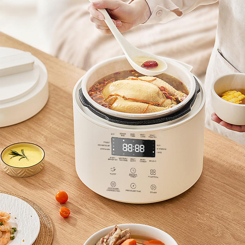 LAHOME หม้ออัดแรงดันไฟฟ้า 5L ขนาดใหญ่ เคลือบเซรามิกไม่ติด หม้อไฟฟ้าดิจิตอล สำหรับตุ๋น ซุป ข้าว - รูปที่ 4