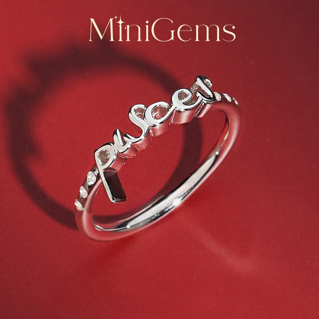 MiniGems แหวนราศีมีน เงินแท้ 92.5 เพชรสวิส(CZ) แหวน 12 ราศี แหวนคู่ แหวนแต่งงาน แหวนผู้หญิง 07839