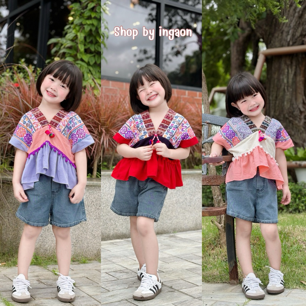 เสื้อเด็กดอย รุ่นเสื้อคอวีผ้านิ่ม(มีไซส์เด็ก1-12ปี)