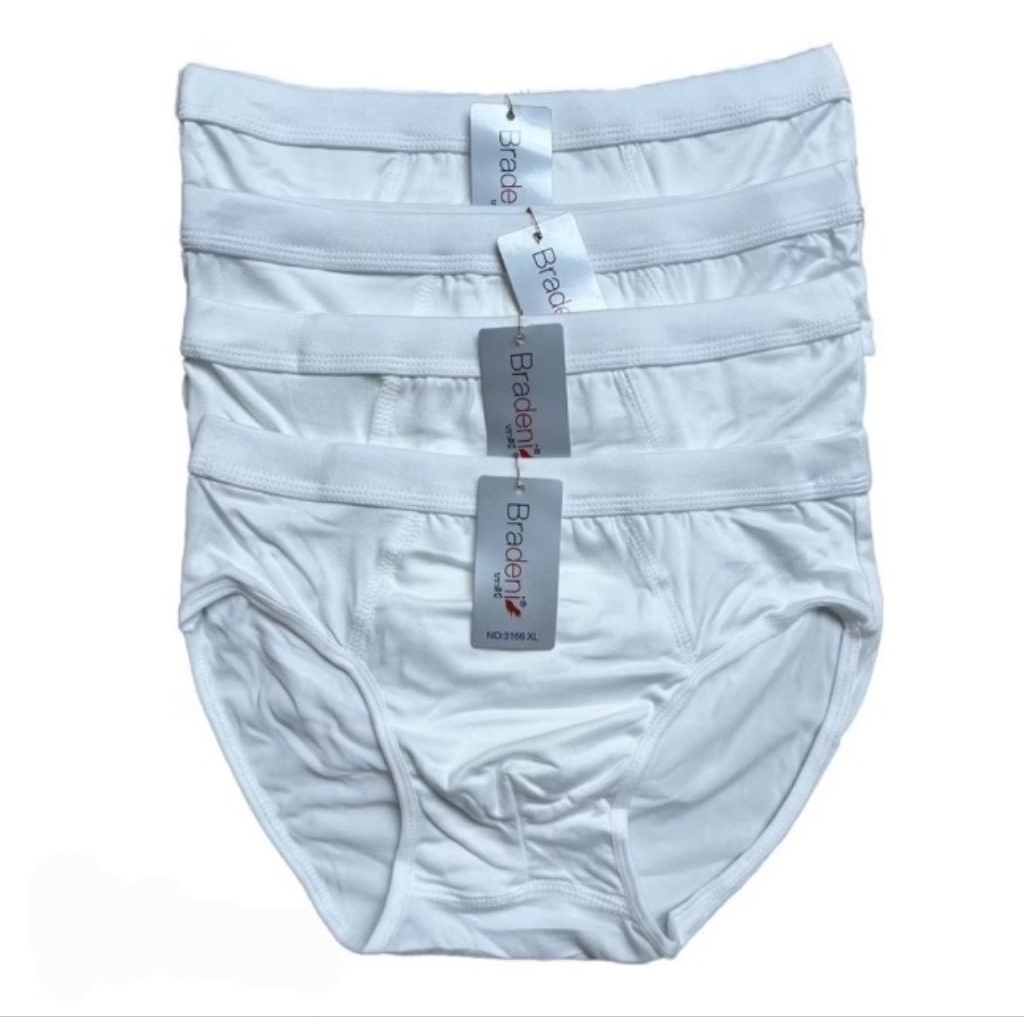Bradeni  กางเกงในผู้ชาย สีขาวล้วน ผ้านิ่ม ใส่สบาย เกรดพรีเมียม Set #5ตัว / SET #10ตัว  [ พร้อมส่งจาก