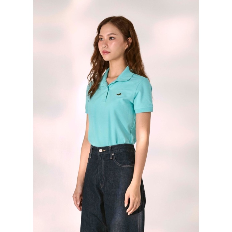 CROCODILE BLUE POOL GREEN WOMEN TAPERED FIT POLO SHIRT เสื้อโปโลสีสีเขียวบลูพูลทรงเข้ารูป